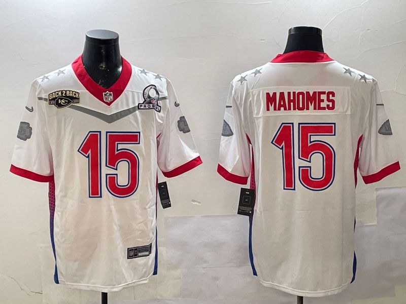 Men Kansas City Chiefs 15 Mahomes White All star 2025 Nike Vapor Limited NFL Jersey style 4